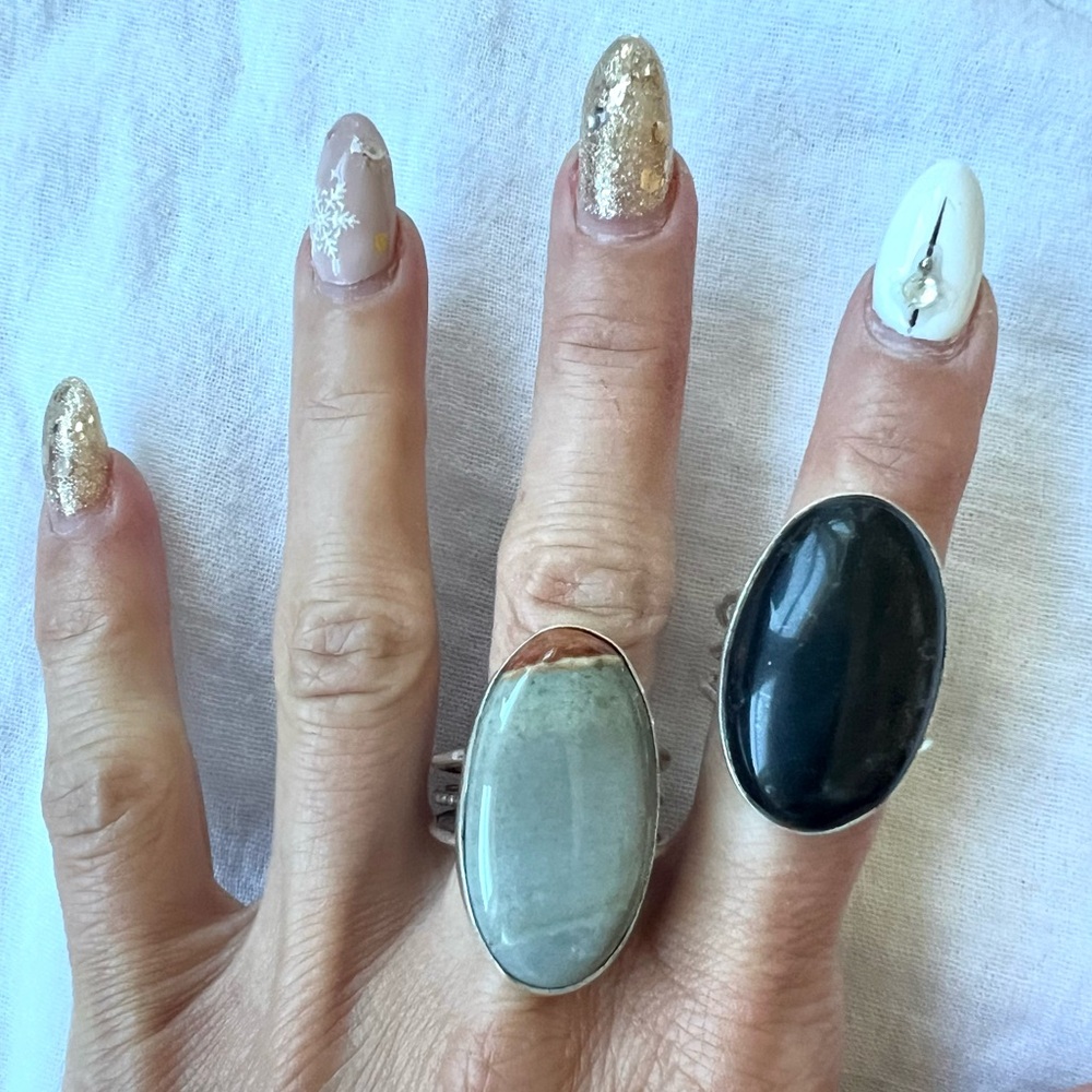 925 You Choose! Agate or Jasper Ring Size 10.5 or 11